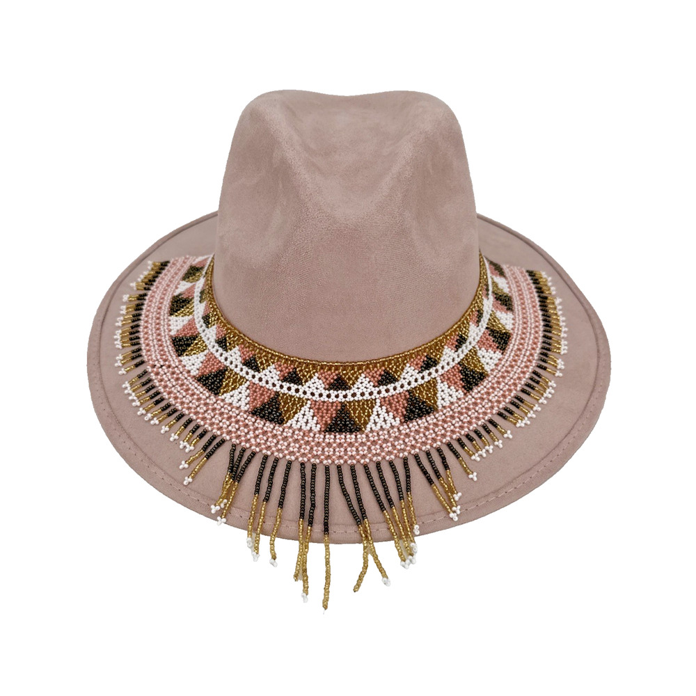 Pink Cowgirl / Cowboy Hat By Talla W/ Removeable Beads Purchased In Mexico Sz M